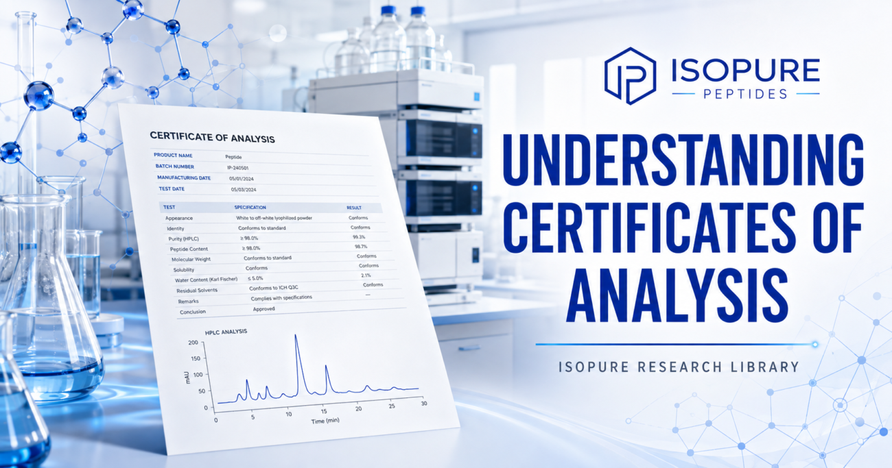 Laboratory Certificate of Analysis documentation for research peptides