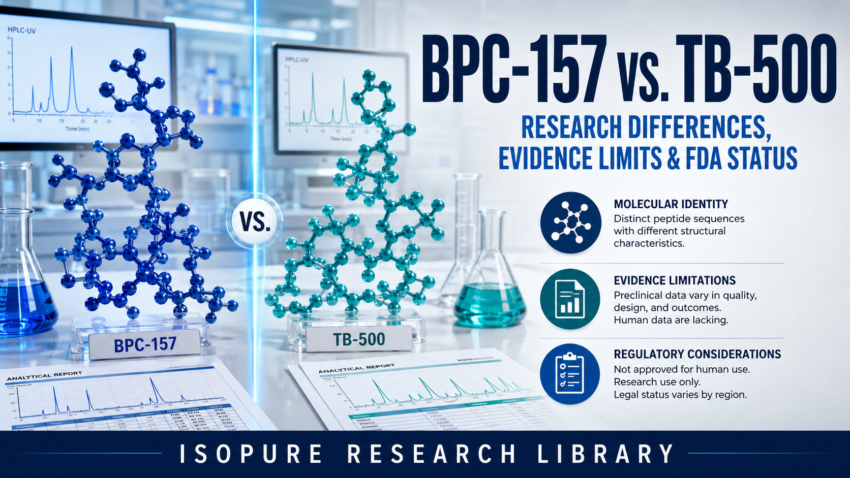 BPC-157 vs TB-500 research differences, evidence limits and FDA status